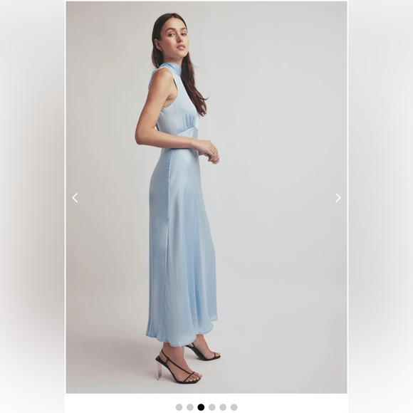 $268 FAVORITE DAUGHTER THE WHISK ME AWAY DRESS LIFHT BLUE SATIN MIDI SIZE 8 - Picture 3 of 14